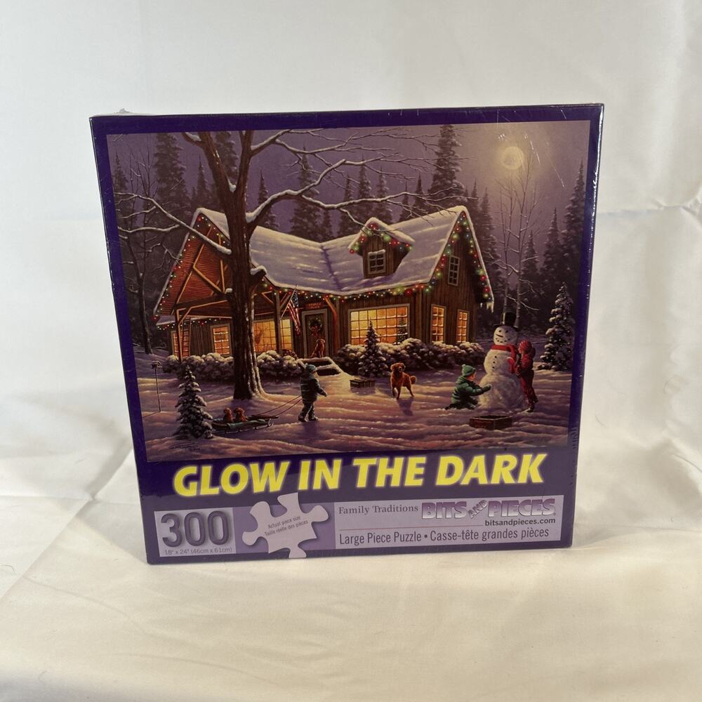 Bits and Pieces 300 Large Piece Puzzle - Christmas Traditions - Glow In The Dark